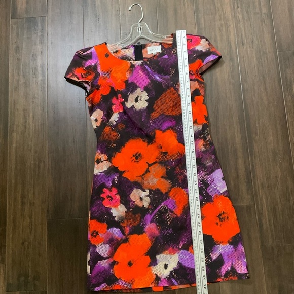 MILLY Women’s Chloe Multicolor Floral Cap Sleeve Short Sheath Dress Size 0 - Picture 5 of 6